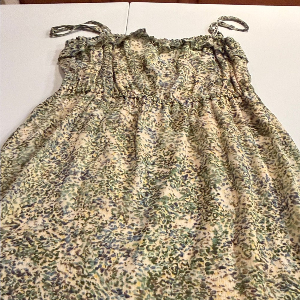 J. Crew Green and Cream Casual Dress